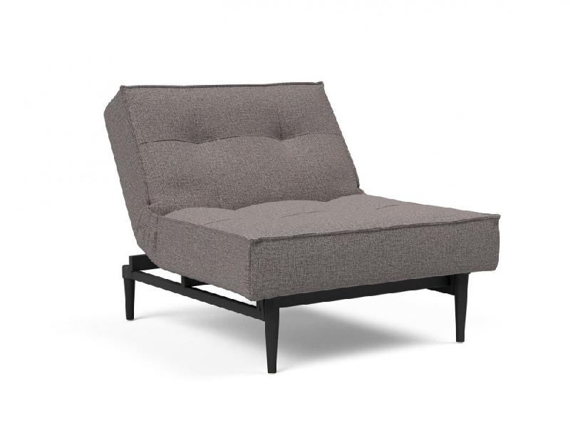 Innovation Living - Fauteuil convertible Splitback Styletto avec lit 90x115 cm - Pieds fuseau noir - Tissu Mixed Dance Grey_5