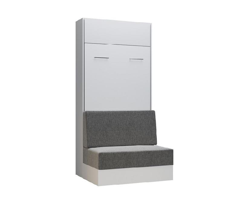 Composition angle lit escamotable blanc Dynamo Sofa avec canapé intégré gris - couchage 90x200 cm - dimensions 301x100 cm_5