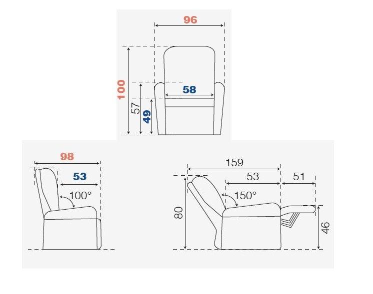 Fauteuil relaxation électrique ATTITUDE - design contemporain en tissu chenillé gris argent, inclinaison jusqu'à 150°_5