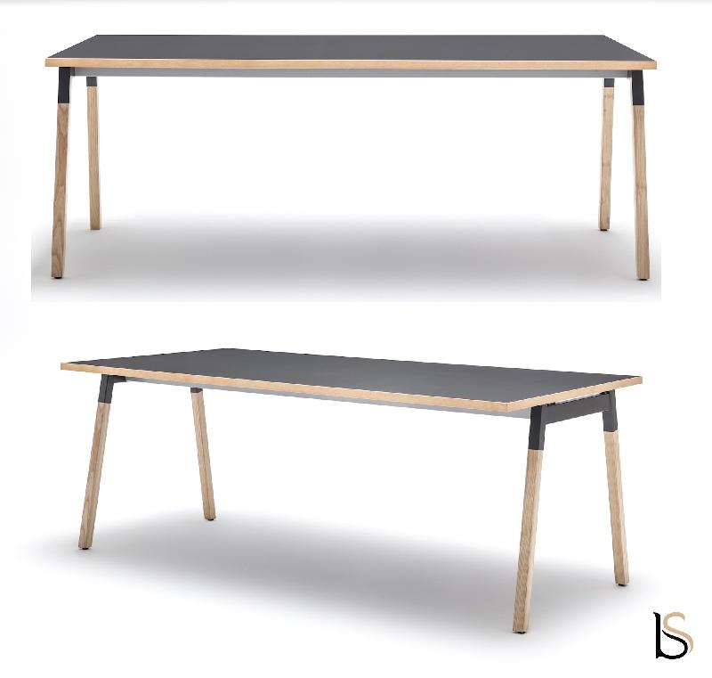 Table rectangulaire pieds en bois Ogi - MDD. - Non, Anthracite_5