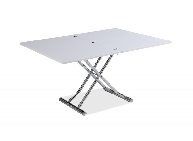 Table basse relevable extensible Trendy - mélaminé chêne blanc avec pied chromé - 110 x 70/140 cm_5