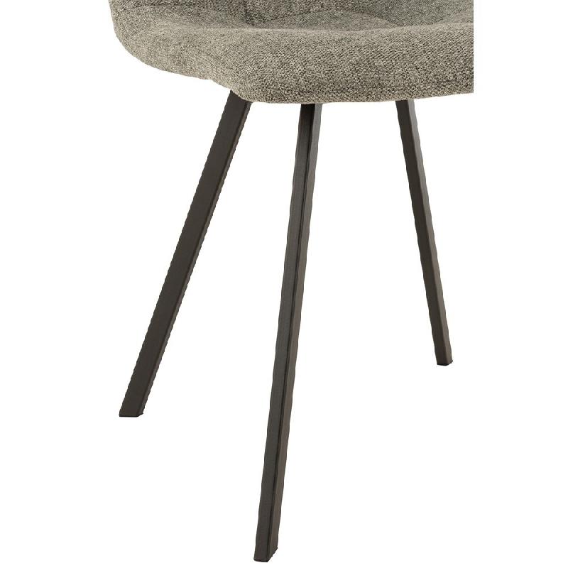 Chaise de salle à manger Milena gris clair - design moderne avec revêtement velours et pieds en métal laqué noir_5