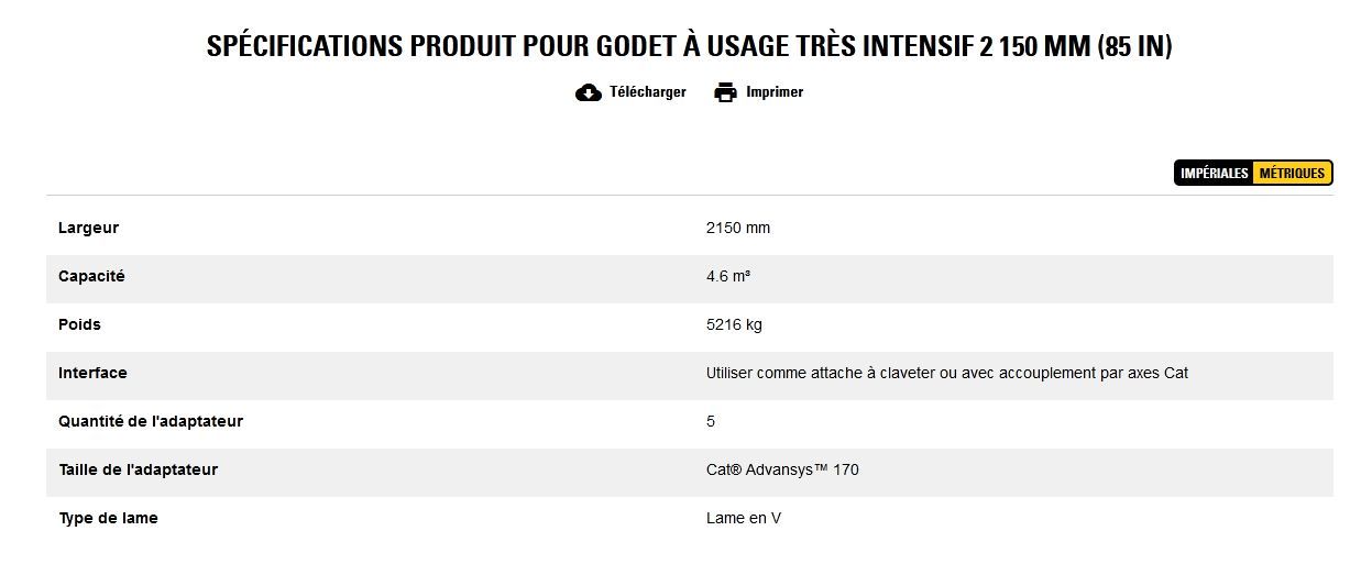 Godet d'excavation à usage très intensif - caterpillar finance france - 2 150 mm (85 in) - capacité 4.6 m³_5