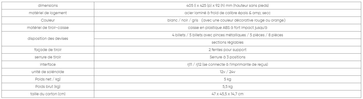 G4043 - Tiroir caisse - Gilong - pour PC de bureau - 405x425x92 mm - 4 à 5 billets et pièces, serrure 3 positions_5