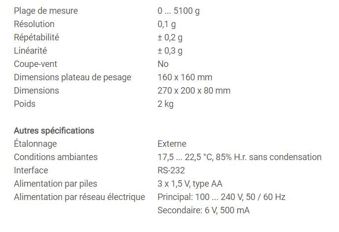 PCE-BSK 5100 - Balance compteuse - PCE Instruments France - Répétabilité ± 0,2 g - Usage fixe ou mobile - Interface RS-232_5
