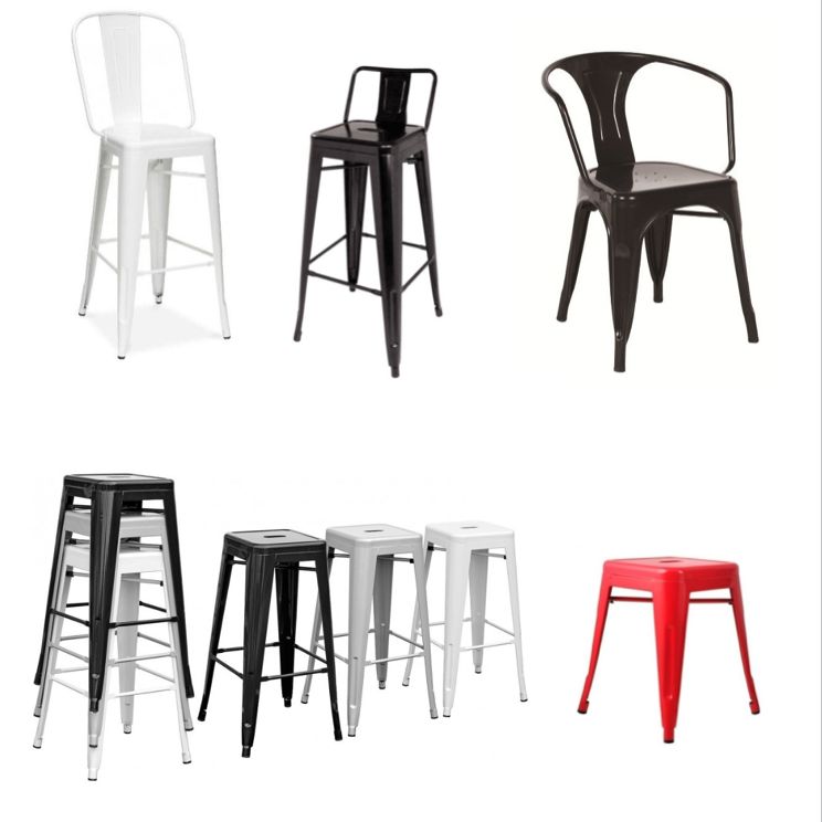 Chaise de restaurant - Style vintage - Acier - Intérieur/Extérieur - Lot de 4 couleurs disponibles_5