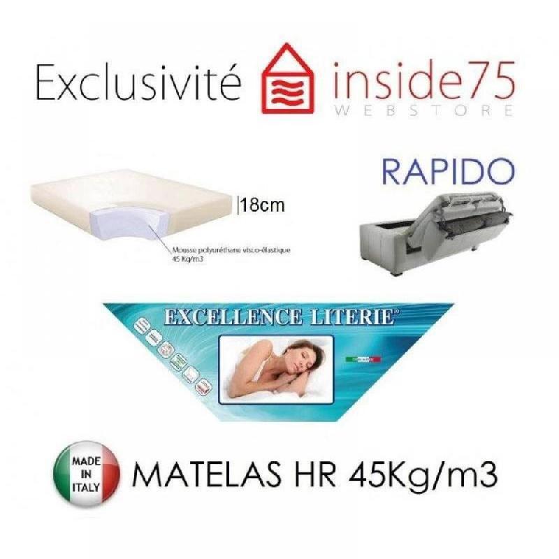 Canapé convertible 3 places Master - Couchage express 160x197cm - Matelas 18cm mousse polyuréthane haute résilience - Sommier à lattes Renatonisi - Blanc cassé_5