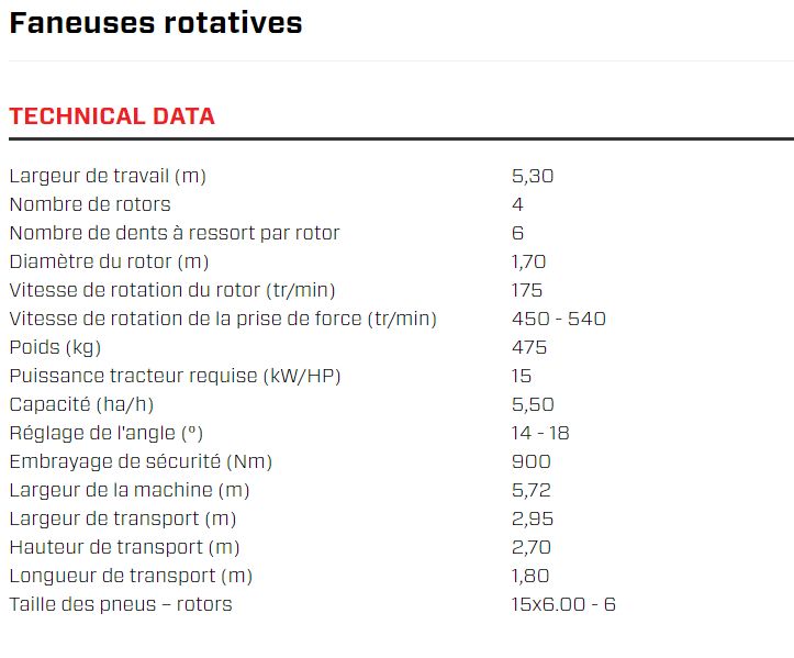 Spider 555/4 faneuse professionnelle - sip - largeur de travail 5,30 m_5