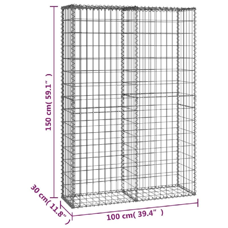 Vidaxl panier de gabion avec couvercle fil galvanisé 150 x 100 x 30 cm 141042_5