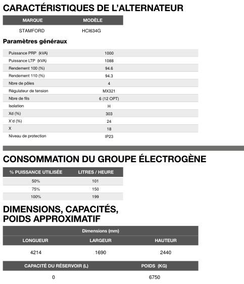 At-1000 60 Hz - Groupe électrogène triphasé en container - Inmesol - 1.001,6 kVA - moteur MTU - alternateur Stamford_5