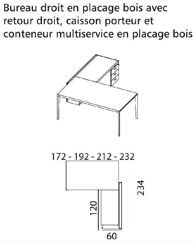 Bureau d'angle X9 finitions Ébène/blanc - Officity - 172, Droite, Orme gris_5