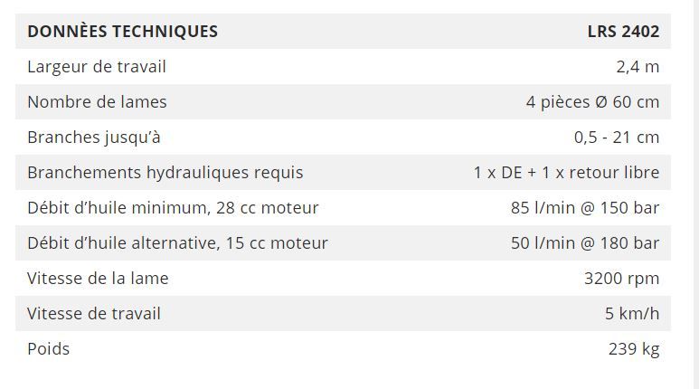 Lamier d'élagage LRS 2402 - Greentec - largeur de travail 2,4 m avec transmission Power Drive et lames WIDIA_5