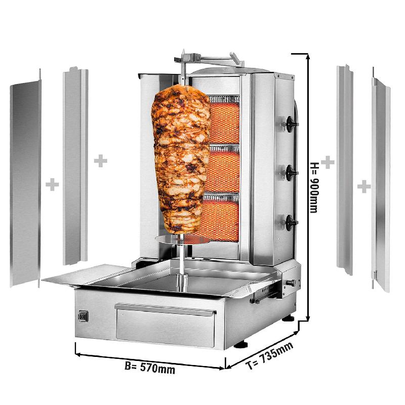 Grill Döner kebab gaz 3 brûleurs max 40 kg avec tôle de protection| Déstockage neuf_5
