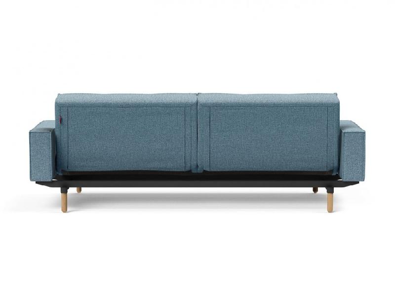 Canapé convertible Splitback Stem avec accoudoirs - pieds obus en chêne naturel - tissu Mixed Dance Light Blue - couchage 115x210 cm_5