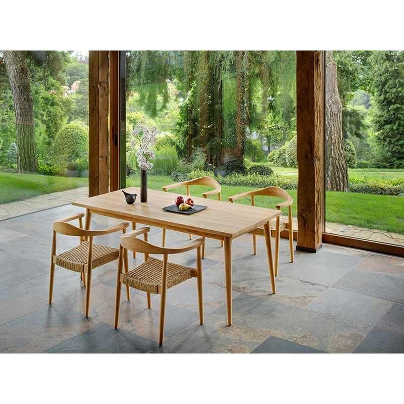 Chaise de salle à manger maron – MTF – bois de teck et tressage naturel – 2nai0001_5
