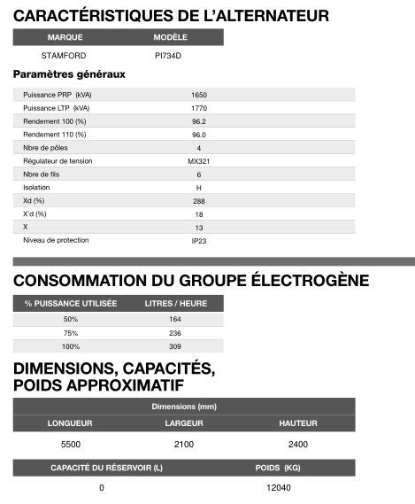 AP-1650 50 Hz triphasé - Groupe électrogène en container 1.674,0 kVA - Moteur Perkins et alternateur Stamford_5