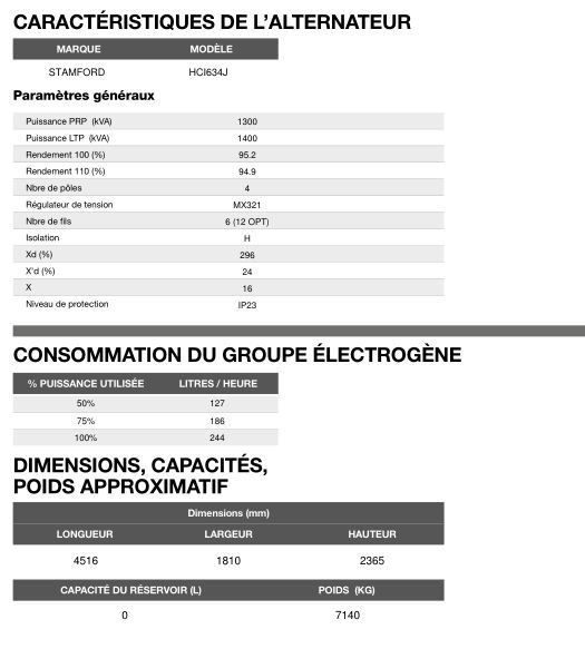 AT-1265 60 Hz triphasé groupe électrogène en container - 1268,6 kVA - moteur MTU - alternateur STAMFORD_5