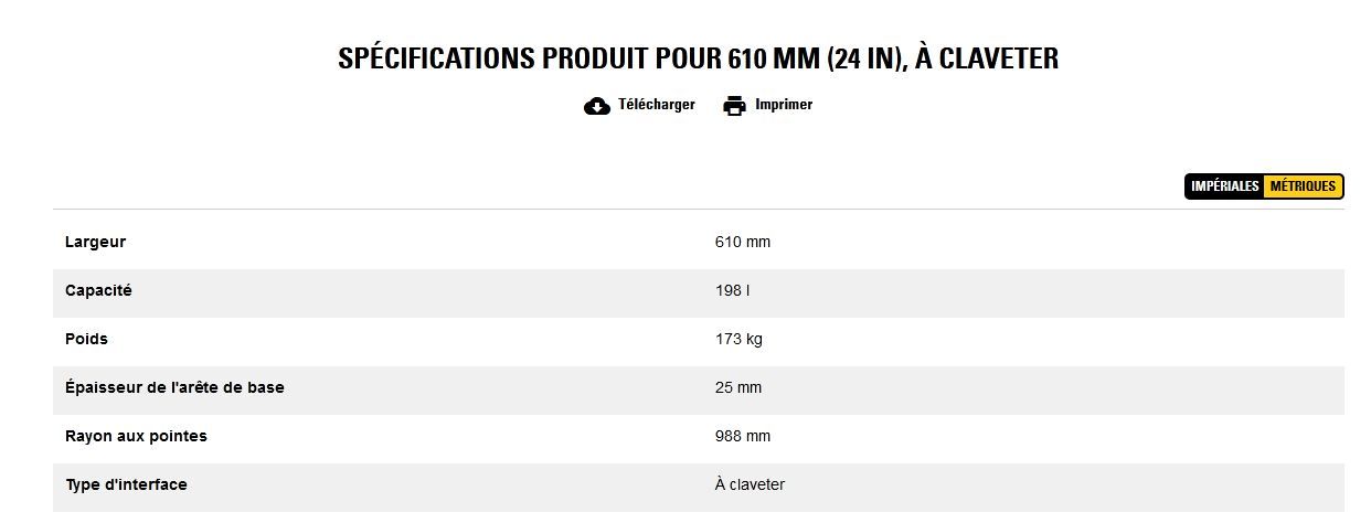 Godet d'excavation extra-robuste - caterpillar finance france - 610 mm (24 in), à claveter - poids 173 kg_5