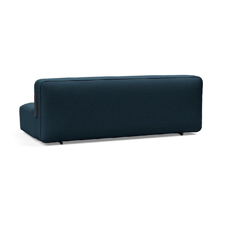 Innovation Living - Canapé convertible design Yonata tissu Argus Navy Blue - Lit 145x200 cm, pied aluminium laqué noir_5