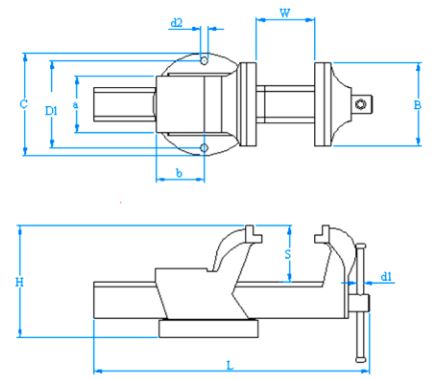 Etau d'établi 125 mm Unicraft - 6350125 - Base tournante 360° et mors pour pièces plates_5