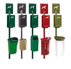 Borne de propreté hygiène canine sur poteau - 200 sacs - acier poudré anti-UV - Hygeca_5