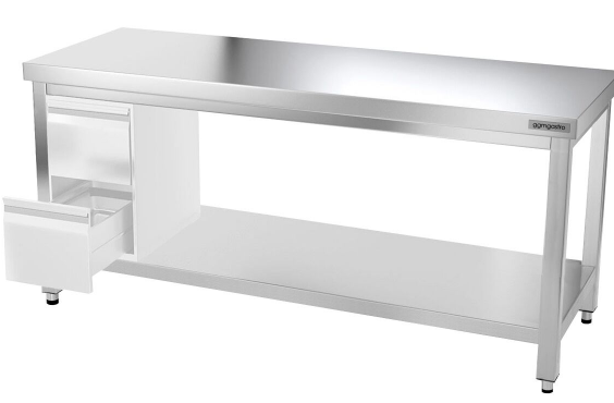 Tables Inox centrales Premium avec Etagère - P 600 mm | Ggm -_5