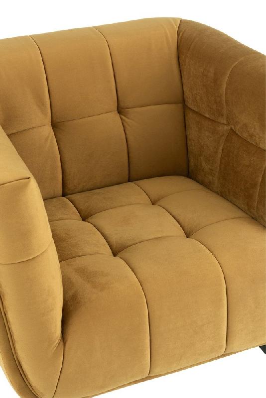 Fauteuil lounge Marianah ocre - style contemporain et assise capitonnée en velours_5