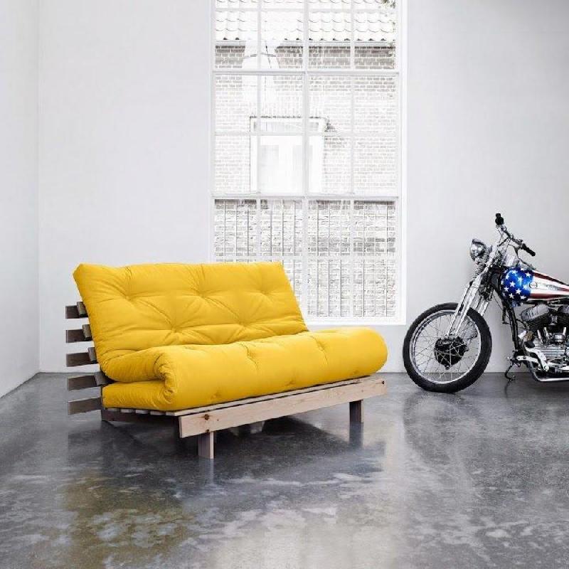Canapé convertible futon ROOTS - Pin naturel jaune - Couchage 140x200 cm - Design japonais et scandinave_5