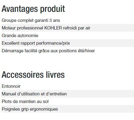 3000 XL C5 Groupe électrogène Kohler - Gamme Perform - 50 Hz - Puissance max 2,80 kW_5