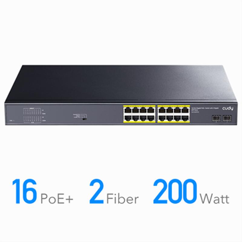 CUDY GS1020PS2 Switch 16 ports Gigabit PoE+, 2 ports Gigabit SFP 200W_5