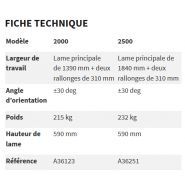 2000/2500 lames à neige - avant - hauteur de lame 590 mm - système de flottation et rallonges 310 mm_5