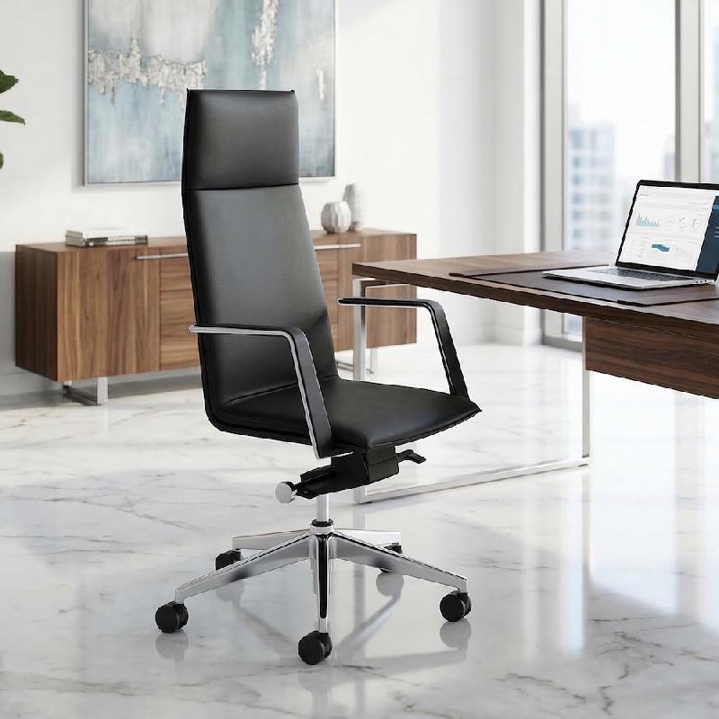 Fauteuil de direction Atos - Mobel Linea - cuir noir_5