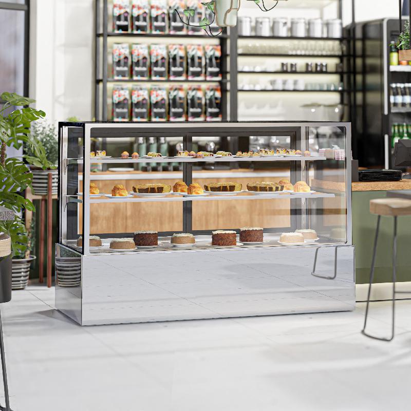 Vitrine réfrigérée pour pâtisserie - 1800 mm - 2 étagères - Inox_5