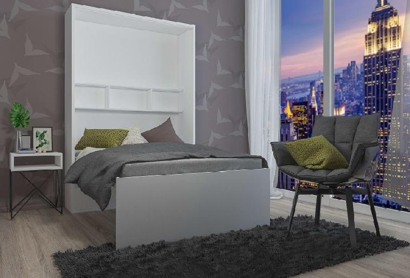 Armoire lit Fidji - couchage 160 x 200 cm - profondeur 50 cm - mélaminé blanc mat - ouverture assistée_5