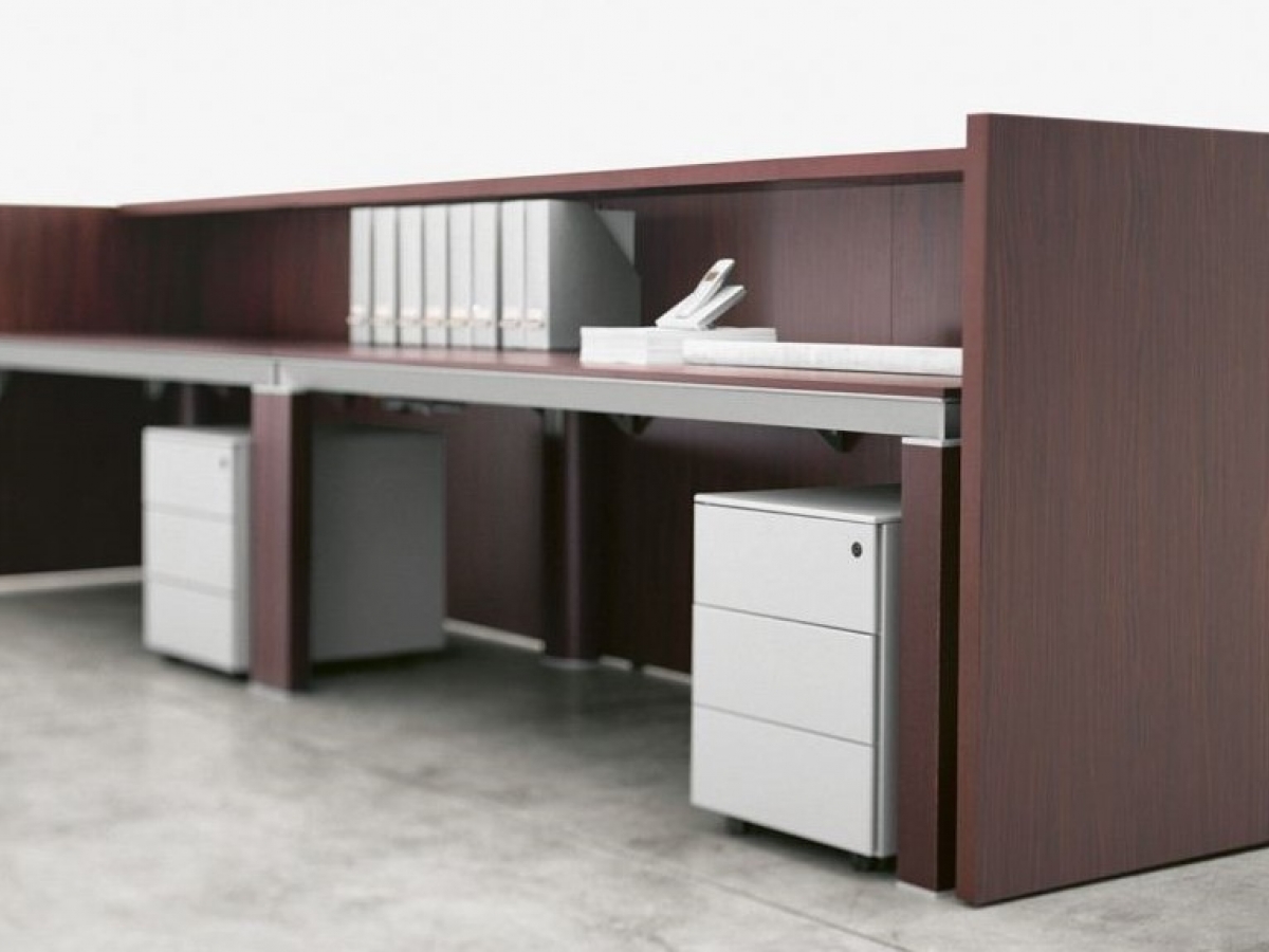 Banque d'accueil droite fonctionnelle et modulaire en bois - SHELTER - Design contemporain et personnalisable_5