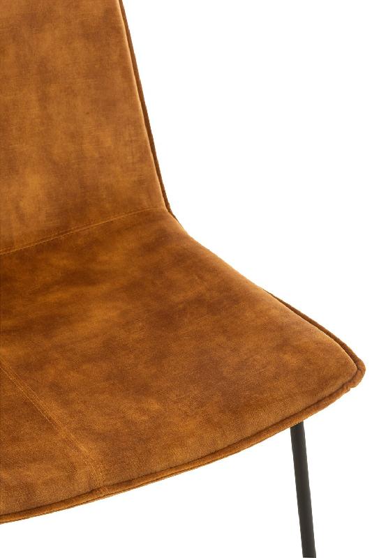 Chaise lounge RATRI - Velours ocre, pieds métal noir - Design industriel et confort optimal_5