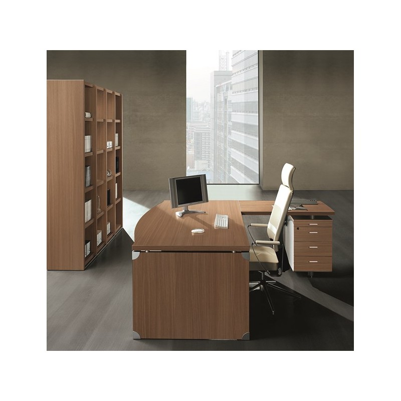 Bureau de direction XTIME WORK - QUADRIFOGLIO - avec retour sur caisson porteur - Plateau jusqu'à 200 cm_5