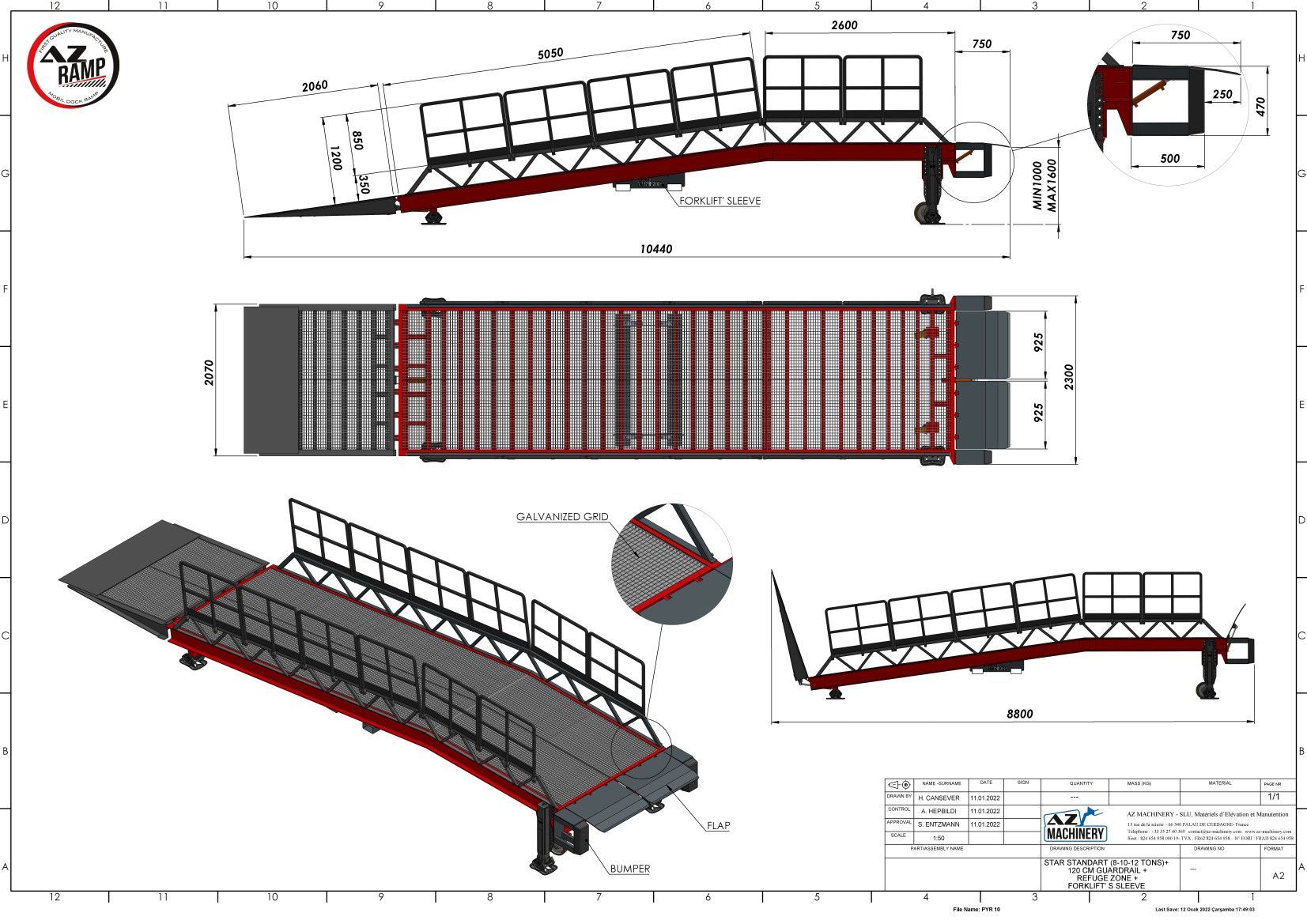 Rampe mobile galvanisée AZ Ramp Star - Résistante aux environnements extérieurs difficiles - Capacité de 8T à 20T_5