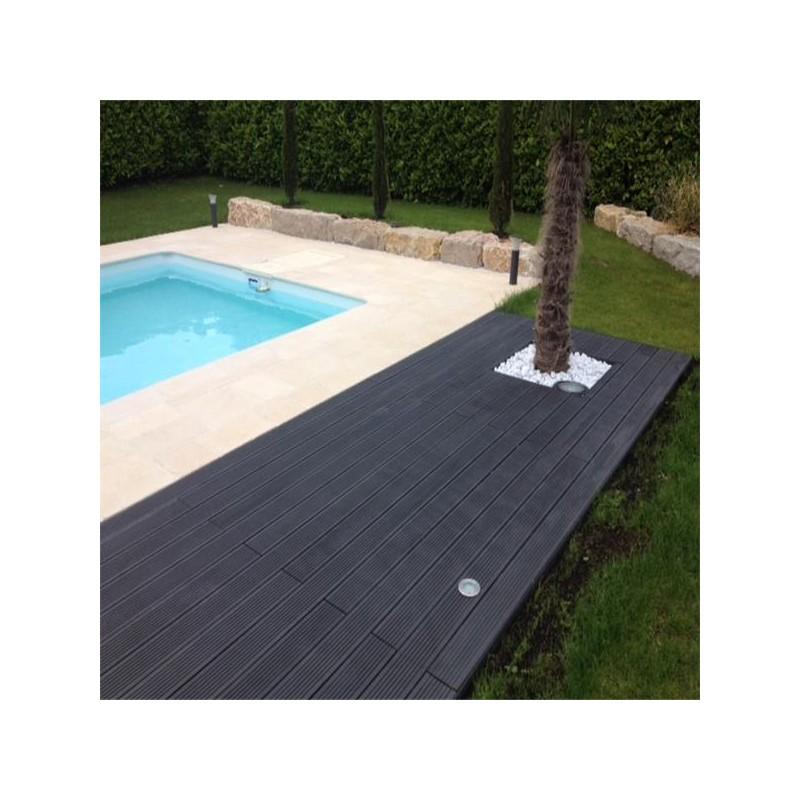 Lame terrasse bois composite pleine Maxima - Gris anthracite - 360 cm x 14 cm x 2,2 cm - Surface couverte 0,5 m² - Garantie 10 ans_5