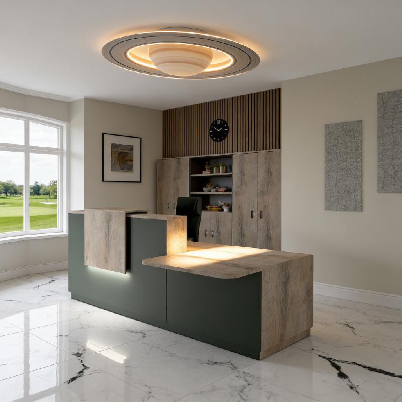 Bureau d'accueil ergonomique et Design Delta - 242, Droite, Noir, Non, Chêne grisé_0