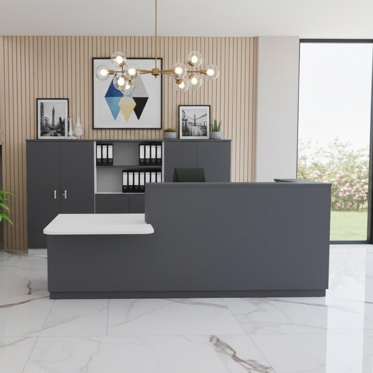 Bureau d'accueil mixte avec PMR Delta Plus - Mobel Linea - 242, Gauche, Anthracite_0