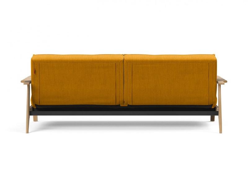 Innovation Living - Canapé-lit design Splitback Frej convertible 115x210 cm avec accoudoirs en bois - Tissu Elegance Burned Curry_5