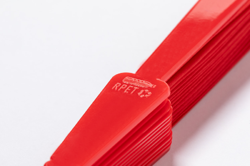 Éventail en polyester RPET avec nervures en PP - Couleur rouge - Poids 47g_5