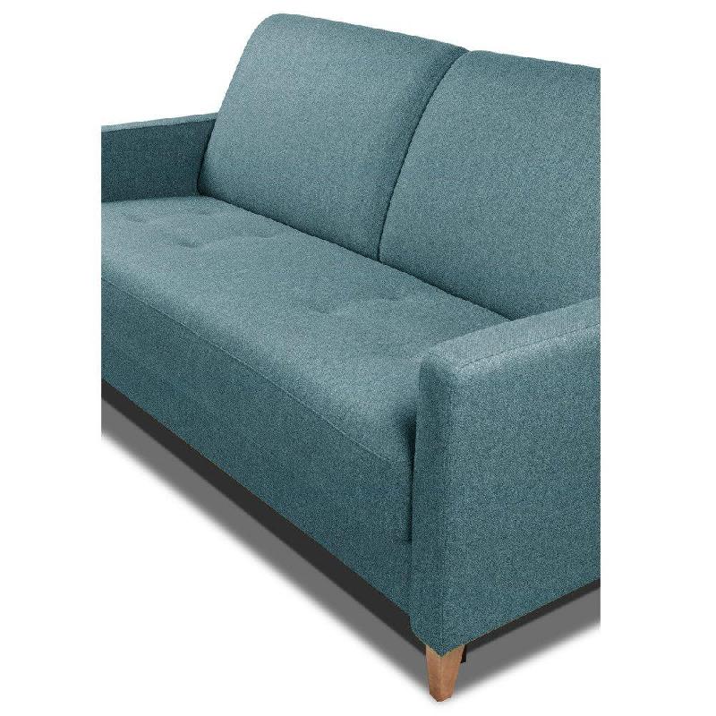 Canapé convertible OGGETTO - Matelas 16 cm - Système Express - Sommier à lattes 140 cm - Velours bleu paon - Renatonisi_5