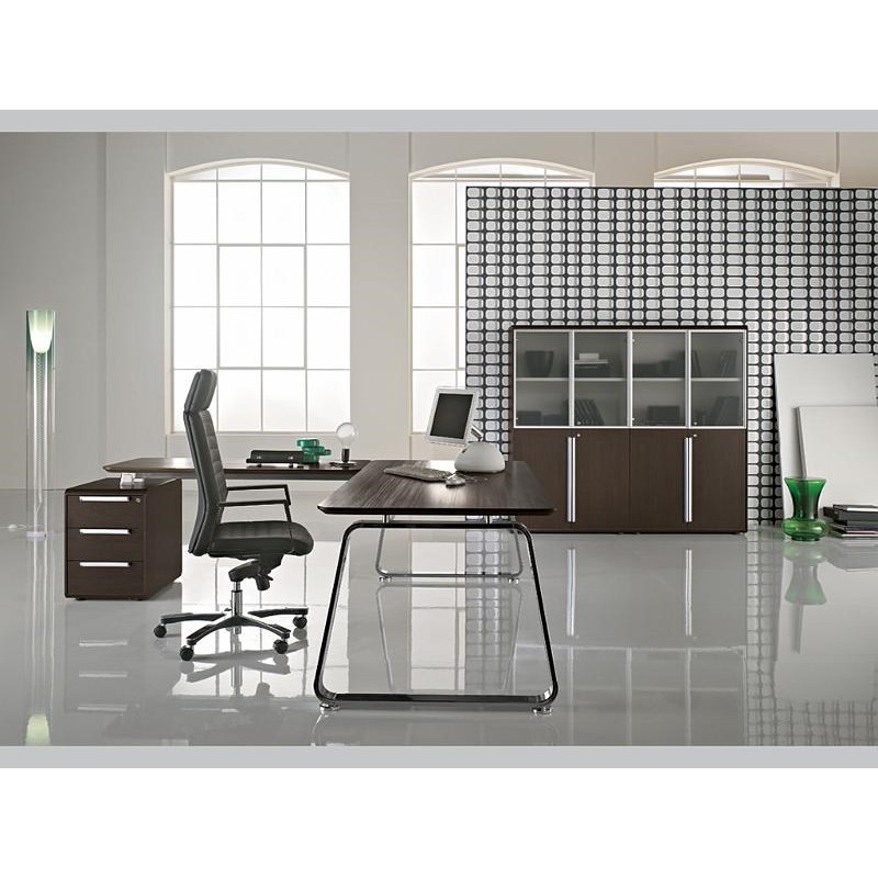 Bureau de direction design SEVENTIES - plateau en verre teinté - LAS - 3 tailles disponibles avec retour en option_5