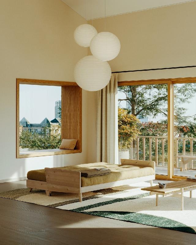 Canapé 3 places convertible Indie - Style scandinave - Futon beige blé - Couchage 130x190 cm - Marque KARUP_5