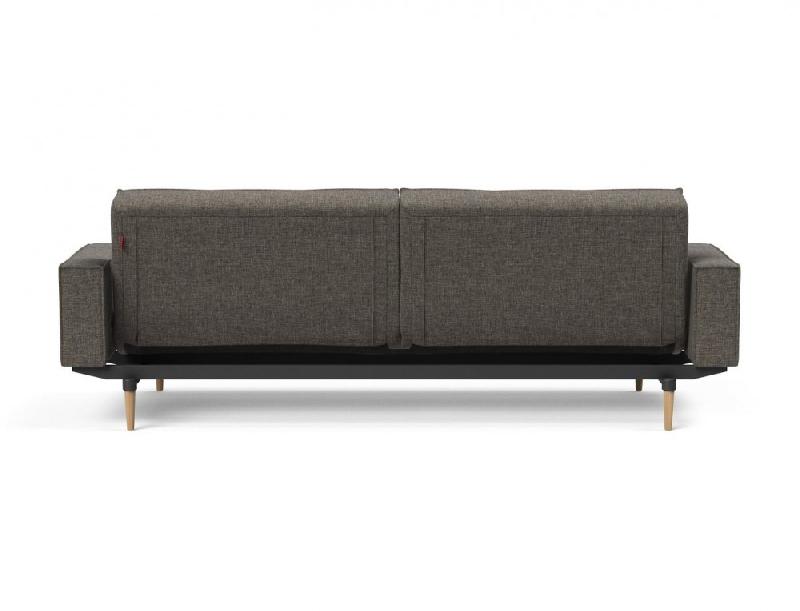 Canapé convertible Splitback Styletto avec accoudoirs - Pieds fuseau en chêne naturel - Tissu Flashtex Dark Grey - Lit 115x210 cm_5
