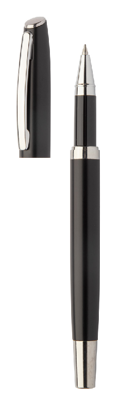 Parure stylo métal - roller et bille en aluminium recyclé - boîte cadeau en papier noir_5