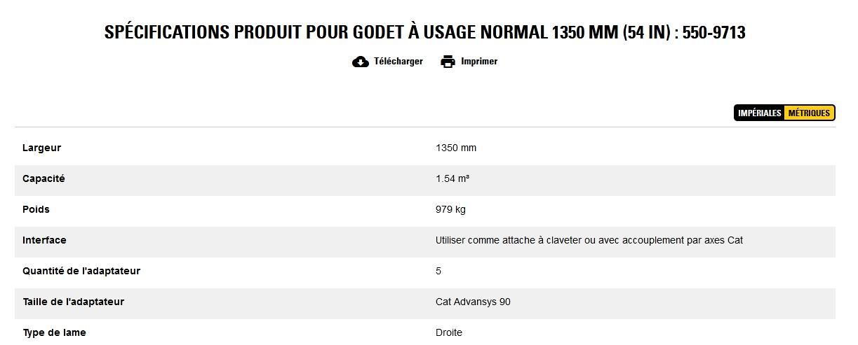 550-9713 godet d'excavation à usage normal - caterpillar finance france - 1350 mm (54 in) - capacité 1.54 m³_5
