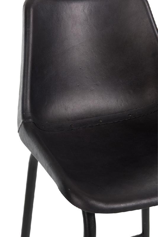Chaise de bar Valona en cuir noir - élégance, confort et design industriel_5